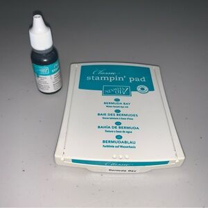 Stampin' Up Ink Pad Bermuda Blue Turquoise Classic Refill Ink Bottle Scrapbook